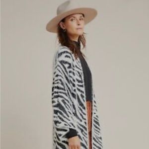 Anthropologie "Do Everything In Love" Zebra Flynn Kimono Sweater Duster NWT